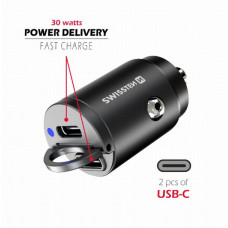 SWISSTEN CL ADAPTÉR POWER DELIVERY 2x USB-C  30W NANO ČERNÝ