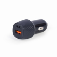 Gembird Nabíječka do auta, 1x USB, 1x Type-C PD fast charger, QC3.0, 18 W, černá