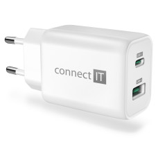 CONNECT IT Wanderer2 GaN nabíjecí adaptér 1×USB-C + 1xUSB-A, 33W PD, BÍLÝ