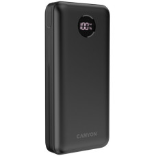 CANYON powerbanka PB-2002, 20000mAh Li-poly QC&PD, display, In USB-C, Out 1x USB-C + 2x USB-A, černá