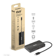 Club3D Dokovací stanice USB Gen2 Type-C na Dual DisplayPort 4k60Hz 7-in-1 Portable Dock