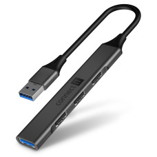 CONNECT IT USB-A hub, (1xUSB-A 3.0, 3xUSB-A 2.0), externí, ANTRACITOVÝ