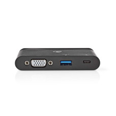 Nedis TCARF220BK - Počítačový Rozbočovač | USB Type-C | USB-C / USB 3.0 / VGA | Power Delivery: 100 W | Černá barva
