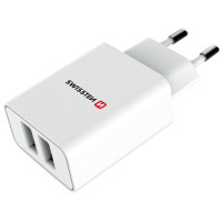 Swissten Síťový Adaptér Smart Ic 2X Usb 2,1A Power + Datový Kabel Usb / Micro Usb 1,2 M Bílý