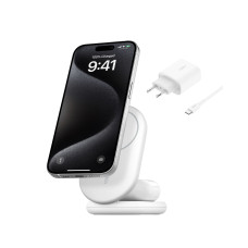 Belkin BOOST CHARGE™ Qi2 15W 2v1 Magnetický nabíjecí stojan, skládací, bílá