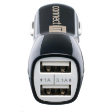 CONNECT IT PREMIUM nabíječka do auta 2xUSB 3.1A +1A, černá