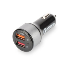 Digitus USB nabíječka do auta, rychlé nabíjení 3.0, 2 vstupní porty 12-24V, výstupy: 3-6.5V/3A, 5V/2.4A