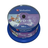 VERBATIM DVD+R(50-Pack)Cake/Print/16x/4.7GB/NoID