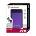 TRANSCEND 2TB StoreJet 25H3P SLIM, 2.5”, USB 3.0 (3.1 Gen 1) Externí Anti-Shock disk, tenký profil, černo/fialový