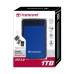 TRANSCEND 1TB StoreJet 25H3B SLIM, 2.5”, USB 3.0 (3.1 Gen 1) Externí Anti-Shock disk, tenký profil, černo/modrý