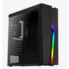 Aerocool MLG Bolt, skříň ATX, RGB LED ventilátor, černá, bez zdroje