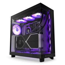 NZXT skříň H6 Flow RGB dvoukomorová / MidT / 3x120mm RGB fan / 2xUSB 3.2 / USB-C / prosklená / černá