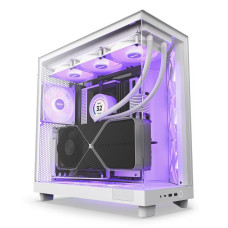 NZXT skříň H6 Flow RGB dvoukomorová / MidT / 3x120mm RGB fan / 2xUSB 3.2 / USB-C / prosklená / bílá