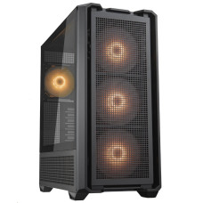 COUGAR PC skříň MX600 Black Mid Tower Mesh Front Panel 3 x 140mm + 1 x 120mm Fans Transparent Left Panel