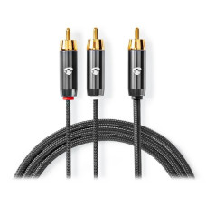 NEDIS PROFIGOLD audio kabel k subwooferu/ RCA zástrčka - 2x RCA zástrčka/ bavlna/ šedý/ BOX/ 3m