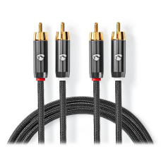 NEDIS PROFIGOLD stereo audio kabel/ 2x RCA zástrčka - 2x RCA zástrčka/ bvlna/ šedý/ BOX/ 2m