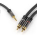 PremiumCord HQ stíněný kabel stereo Jack 3.5mm-2xCINCH M/M 3m