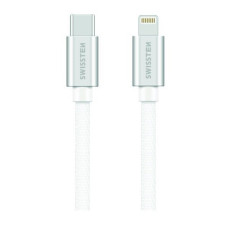 Swissten Datový Kabel Textile USB-C / Lightning Mfi 1,2 M Stříbrný