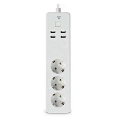 NEDIS Wi-Fi chytrý prodlužovací přívod/ 3x zásuvka typu F/ 16A/ 4x USB/ 1,8m/ Android/ iOS/ Nedis® SmartLife/ bílá