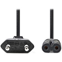 NEDIS napájecí kabel pro adaptéry/ Euro zástrčka - konektor IEC-320-C7/ přímý-přímý/ dvoulinka/ černý/ 0,5m