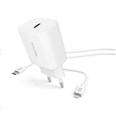 EPICO síťová nabíječka, PD 20W, USB-C - lightning kabel - bílá