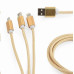 GEMBIRD USB 3-in-1 charging cable, gold, 1 m