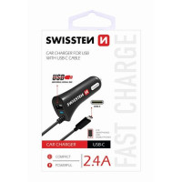 SWISSTEN CAR CHARGER USB-C AND USB 2,4A POWER