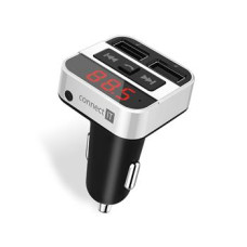 CONNECT IT InCarz Bluetooth transmitter, 2xUSB+3.5mm AUX, STŘÍBRNÝ