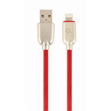 Gembird nabíjecí kabel Lightning 8-pin (M) na USB 2.0 (M), prémiový, gumovo - opletený, 2 m, červený