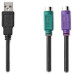 NEDIS USB 2.0 kabel 2v1/ zástrčka USB-A/ 2x zásuvka PS/2/ 480 Mbps/ poniklovaný/ kulatý/ PVC/ Box/ černý/ 30 cm