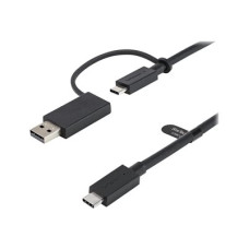 StarTech.com 3ft (1m) USB C Cable w/ USB-A Adapter Dongle, Hybrid 2-in-1 USB C Cable w/ USB-A | USB-C to USB-C (10Gbps/100W PD), USB-A to USB-C (5Gbps), USB-A Host to USB-C DisplayLink Dock