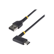 StarTech.com 1ft (30cm) USB A to C Charging Cable Right Angle, Heavy Duty Fast Charge USB-C Cable, USB 2.0 A to Type-C, Durable and Rugged Aramid Fiber, 3A, S20/iPad/Pixel