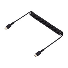 StarTech.com 3ft (1m) USB C Charging Cable, Coiled Heavy Duty Fast Charge & Sync USB-C Cable, High Quality USB 2.0 Type-C Cable, Rugged Aramid Fiber, TPE, 3A, S20, iPad, Pixel