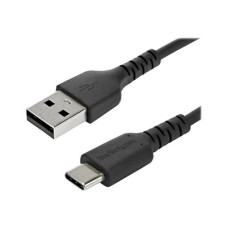 StarTech.com 1m USB A to USB C Charging Cable, Durable Fast Charge & Sync USB 2.0 to USB Type C Data Cord, Rugged TPE Jacket Aramid Fiber M/M 3A Black, Samsung S10, S20, iPad Pro, Pixel