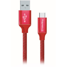 Colorway Datový Kabel Usb /Type-C/ 1m/ 2.1A/ Červený