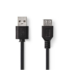 Nedis CCGP60010BK02 - USB 2.0 kabel | A Zástrčka - A Zásuvka | 0,2 m | Černá barva