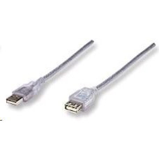 MANHATTAN Kabel USB 2.0 A-A prodlužovací 3m (stříbrný)