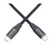 PremiumCord Kabel USB-C M/M, 240W 480Mbps černý bavlněný oplet, 1,5m