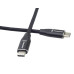 PremiumCord Kabel USB-C M/M, 240W 480Mbps černý bavlněný oplet, 1,5m
