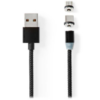 Nedis CCGB60630BK20 - USB 2.0 kabel | USB Micro-B Zástrčka / USB-C™ Zástrčka | 10 W | 2.00 m | Kulatý | Černá