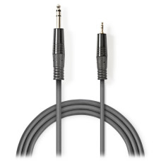 NEDIS stereo audio kabel/ 6,35 mm zástrčka - 3,5 mm zástrčka/ šedý/ 1,5m