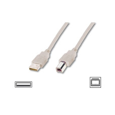 Digitus USB kabel A/samec na B-samec, 2x stíněný, béžový, 1,8m
