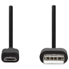 NEDIS kabel USB 2.0/ zástrčka USB-A - zástrčka USB-Micro B/ kulatý/ černý/ 1m