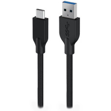 GENIUS nabíjecí kabel ACC-A2CC-3A, 100cm, USB-A na USB-C, 3A, QC3.0, opletený, černý