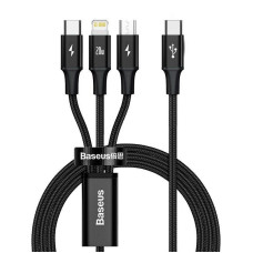 Baseus datový kabel USB-C Rapid Series 3v1 microUSB+Lightning+USB-C 1,5m PD 20W černý