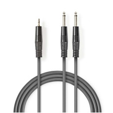 Nedis COTH23200GY50 - Stereofonní Audio Kabel | 2x 6,35mm Zástrčka – 3,5mm Zástrčka | 5 m | Šedá barva