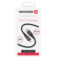SWISSTEN DATOVÝ KABEL SOFT SILICONE USB-A / LIGHTNING 0,4 M ČERNÝ