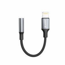 SWISSTEN AUDIO ADAPTÉR TEXTILE LIGHTNING (samec)  / 3,5mm AUX 0,15 M ČERNÝ (nahrazuje 73501211)