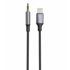 SWISSTEN AUDIO ADAPTÉR TEXTILE LIGHTNING (samec) / 3,5 mm JACK (samec) 1,5 M ČERNÝ (nahrazuje 73501213)