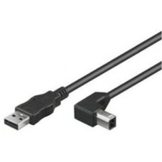 PremiumCord Kabel USB 2.0, A-B, 2m se zahnutým USB-B konektorem 90°